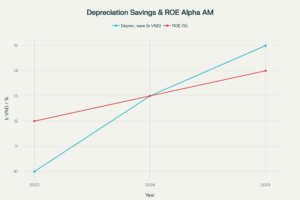 Tiết kiệm khấu hao và ROE Alpha AM 2023-2025